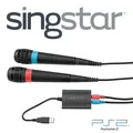 2x Zwei Singstar Mikrofone mit USB Adapter für Sony Playstation 2 PS2 🔴🔵🎤✅