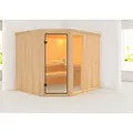 Karibu Sauna Innensauna Fiona 3 Eckeinstieg ohne Zubehör 231x196x198 cm ohne Dachkranz