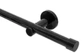 GARDINEUM 60 cm Gardinenstange Ø 20 mm "Cap", alle Längen bis 4,00 m möglich, modern, 1-Lauf, schwarz (ohne Ringe)