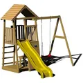 Spielturm, Gelb, Natur, Holz, Kiefer, 270x270x280 cm, Outdoor Spielzeug, Spieltürme
