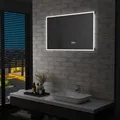 LED-Badspiegel mit Berührungssensor und Zeitanzeige 100x60 cm
