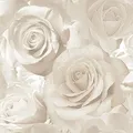 Muriva Madison 139524 Glitzer-Perlen-Tapete, Blumenmuster, große Rosen, cremefarben