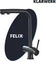 Felix | 3 Wege Premium Schwarz matt ausziehbare Armatur | Edelstahl Osmose Wasserhahn Küche |Mischbatterie - 360 Grad | Filter 3 Anschlüsse