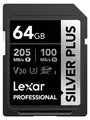 Lexar Professional SILVER PLUS, 64 GB, SDXC, Klasse 3, UHS-I, 205 MB/s, 100 MB/s