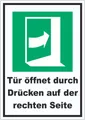 HB-Druck Aufkleber Tür öffnet durch Drücken auf der rechten Seite Aufkleber, wetterfest, UV-beständig, kratzfest