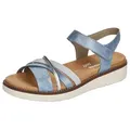 Remonte Riemchensandale, Keilabsatz, Sommerschuh, Sandalette mit herausnehmbarer Softeinlage blau|silberfarben 37 EU