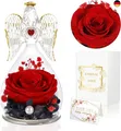 Ewige Rose mit Engel Figur, Geschenke für Mama, Infinity Rosen im Glas 
