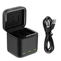 TELESIN Dreifach-Ladegerät für GoPro Hero 12 Hero 11 Hero 10 Hero 9 Black, Akku-Speicherbox mit 3 Kanälen Ladegerät mit 2 wiederaufladbaren Lithium-Ionen-Akkus für Go Pro(Einzel-Ladegerät)