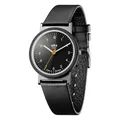 Braun Unisex 3-Hand Analogue Swiss-Part Quartz Watch, Made in Germany, Black Dial and Black Leather Strap, 33mm Stainless Steel Case, Model AW10.