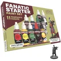 The Army Painter, Warpaints Fanatic Starter Set, 11 Farben: 7 Acrylfarben, 2 Metallics, 1 Waschung, 1 Grundierung zum Auftragen mit dem Pinsel, 1 kostenlose Miniaturfigur und Starterpinsel.