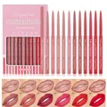 DENESTUP 12 Stück Lipliner combo,Lip Plumper und Lang Anhaltende Wasserdicht, Antihaftbeschichtung,Glatte Textur Matte Lip Gloss Geschenk-Set