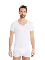 FINN Herren Funktions-Unterhemd mit V-Ausschnitt - Anti-Schweiß Shirt mit Einsätzen gegen Schweißflecken - Kurzarm Unterziehshirt Männer aus original Lenzing® Modal Stoff Weiß Weiss XL