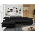 Ecksofa Sofa Schwarz, Wohnlandschaft L-Form mit Schlaffunktion und Bettkasten, Schlafsofa mit Bettkasten, Sofa mit Einstellbare Kopfstützen, Peter... - Schwarz