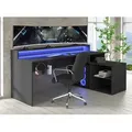 Gaming Tisch TEZAUR 4B Schreibtisch in L-Form mit LED und Zubehör - Schwarz