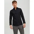 Jack & Jones Businesshemd JJPRPARMA in Skinny Fit, Stretchanteil und verstellbaren Manschetten sehr schmal, Web, Baumwollmischung schwarz S