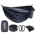 Overmont Doppelschichtige Hängematte TÜV-Zertifiziert Camping Hängematten, 400kg Tragfähigkeit, 280 x 185 cm aus Nylon Tragbare für Outdoor Reisen Garten