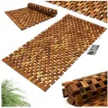 Casaria Badematte Mosaik, Höhe 3 mm, Robustes Akazienholz, Akazienholz, Gitter, Badvorleger Holz 80x50 cm FSC-zertifiziertes Akazienholz Gummistopper braun Gitter | 3 mm