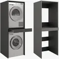 Waschmaschine Trockner Schrank mit Ausziehbrett - Waschmaschinenschrank für Waschmaschine & Wäschetrockner Überbauschrank 187 x 65 x 66 cm (Anth... - Dunkelgrau