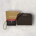 Michael Kors Tasche Crossbody Geldbörse Portmonee Jet Set Travel Braun Rot NEU