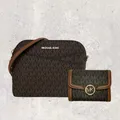 Michael Kors Tasche XBody Geldbörse Portemonnaie Jet Set Travel Leida Braun NEU
