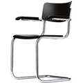 Thonet Armlehnstuhl S43F Buche schwarz braun, Designer Mart Stam, 83x55x53 cm