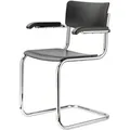 THONET S 43 F Freischwinger mit Armlehnen Buche schwarz gebeizt