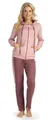 Consult-Tex Damen Pyjama Freizeitanzug Hausanzug Homewear Suit Jogginganzug Pyjama Baumwolle Reißverschluß DW100 Bordo 32/34