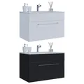 VCM 2-tlg. Waschplatz Waschtisch Waschbecken Unterschrank Breite 60 cm Badmöbel Set hängend mit einer Schublade Badinos