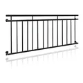 ECD Germany Französischer Balkon 90 x 184 cm mit 14 Füllstäben, Schwarz matt & rau, Stahl pulverbeschichtet, Balkongeländer Stabgeländer Balkonbrüstung Balkongitter Fenstergeländer Außen Fenstergitter