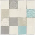 Profhome Vliestapete 374061-GU Küchen Bad Tapete Kachelmuster matt grau blau creme 5,33 m2, leicht strukturiert, matt, (1 Rolle, 5,33 qm), Vliestapete in graublau blau|grau 0.53 m x 10.05 m
