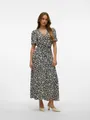 Sommerkleid "VMALBA SS CALF DRESS WVN GA NOOS", Gr. S (36) - N-Gr, Black AOP:Sussie Snow White N-Gr