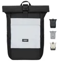 LARKSON Rucksack Damen Herren Schwarz Reflektierend - No 4 - Rolltop Backpack mit Laptopfach für Uni, Arbeit & Fahrrad - Großer Reiserucksack - Wasserabweisend