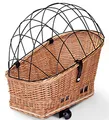 Tigana Hundefahrradkorb Montage am Gepäckträger Weide Natur 60 x 39 cm Gitter Tierkorb Hinterradkorb Hundekorb für Fahrrad (N-S) (XXL ohne Kissen)