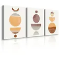 Muralo Leinwandbilder, Rot, Beige, Braun, Orange, Weinrot, Textil, Abstrakt, Kunstzeichnung, Rechteckig, 90x40 cm, Bilder und Zubehör, Wandbilder, Bilderset