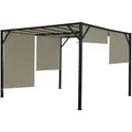 Pergola Baia, Garten Pavillon Terrassenüberdachung, stabiles 6cm-Stahl-Gestell + Schiebedach taupe ~ 3x4m