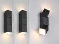 2er SET moderne LED Innen Wandleuchten mit 2 schwenkbaren Lichtquellen, Schwarz