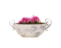 matches21 HOME & HOBBY Blumentopf Keramik Pflanzschale für draussen oval Deko-Schale beige 28,5 cm (1 St), Wetterfeste Outdoor Pflanzschale Blumen-Schale Garten-Deko Pflanztopf