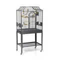Montana Cages | Premium Vogelkäfig Madeira I Vogelkäfig für Sittiche, inkl. Anflugklappe, Freisitz, 4 Edelstahlnäpfe, AVILON Pulverbeschichtet, Antik Edition, ca. 69 x 45 x 141cm