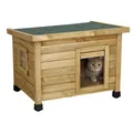 Kerbl Katzenhaus Rustica aus Holz Schwingtüre mit Lamellen Plexiglasfenster H...