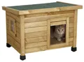 Kerbl Katzenhaus Rustica aus Holz, Schwingtüre mit Lamellen (57 x 45 x 43 cm)