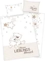 2 tlg Renforce Babybettwäsche Bettgarnitur Baumwolle Creme Bärchen Lamm 100x135