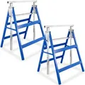 Tectake 2Er Set Gerüstbock  Aus Stahl Vierkantrohr Standfest und Klappbar  68 50 x 56 50 x 79 50 cm Blau