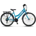 24 ZOLL MÄDCHENFAHRRAD 21GANG 24" KINDER FAHRRAD TÜRKIS MIT BELEUCHTUNG 635T
