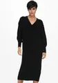 ONLY Strickkleid ONLNEW TESSA L/S MIDI V DRESS mit tiefem V-Ausschnitt mit breiter Blende
