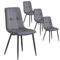 VASAGLE Esszimmerstühle Samt, Küchenstühle bis 120 kg belastbar, Sessel mit verstellbaren Füßen, modern, gepolstert, für Wohnzimmer, 4er Set, schiefergrau KDC080GN01