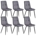 VASAGLE Esszimmerstühle Samt, Küchenstühle bis 120 kg belastbar, Sessel mit verstellbaren Füßen, modern, gepolstert, für Wohnzimmer, 6er Set, schiefergrau KDC080GN01-01