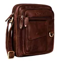 STILORD Ryan Crossbody Tasche Herren Leder Kleine Herrentasche zum Umhängen Vintage Ledertasche 9,7 Zoll iPad Tasche Messenger Bag Umhängetasche Echtleder Farbe:Porto - Cognac