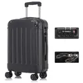 YONSLY Premium Reisekoffer TSA-Schloss YKK-Reißverschluss Hartschalen-Koffer Trolley Kabinenkoffer Rollkoffer Suitcase Handgepäck 4 Rollen (Schwarz, M)
