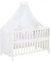 roba Mulitfunktionsbett Sterne grau mit Beistellfunktion, Lattenrost, Matratze, Bettreduzierer, Himmel, Himmelstange, Kinderbett, Anstellbett, Babybett, höhenverstellbar, Liegefläche 60x120 cm, weiß
