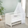 roba Mulitfunktionsbett Sterne grau mit Beistellfunktion, Lattenrost, Matratze, Bettreduzierer, Himmel, Himmelstange, Kinderbett, Anstellbett, Babybet, 0176W-16V191, weiss